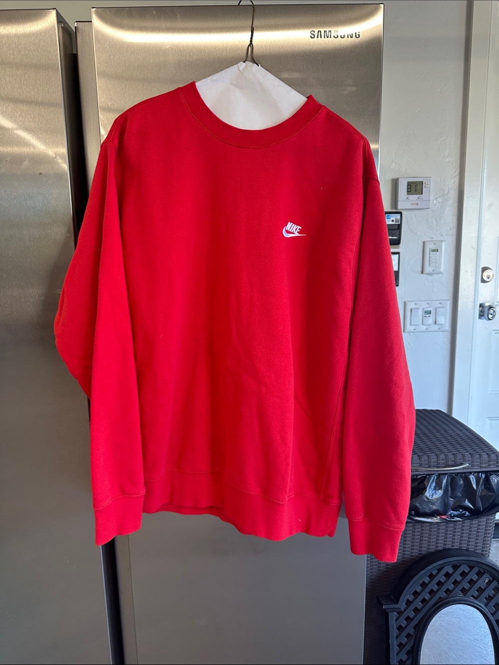 Nike Red Crewneck Sweatshirt with Small White Logo